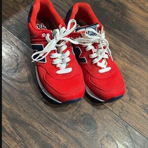 New Balance Red and White Sneakers
